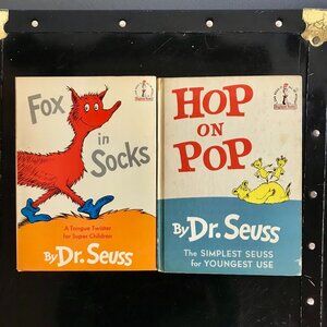 Vintage Dr. Seuss Beginner Books Fox in Socks 1965 & Hop on Pop 1963 Set of Two